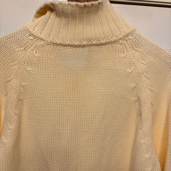 Lands' End Cotton Cable Knit Cardigan Sweater‎ Women's Size XL Yellow 839577. - Picture 6 of 16